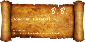 Boschan Balabán névjegykártya